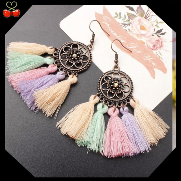 Mary's Cherries Boutique Jewelry - 🍒 Soft Color Long Tassel Earrings 💎